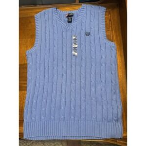 Chaps Light Blue Sweater Cable Knit Vest V Neck Youth Boys Size XL 18-20 NEW NWT